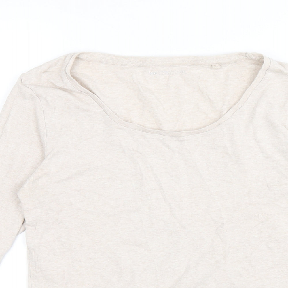 NEXT Womens Beige Cotton Basic T-Shirt Size 12 Round Neck