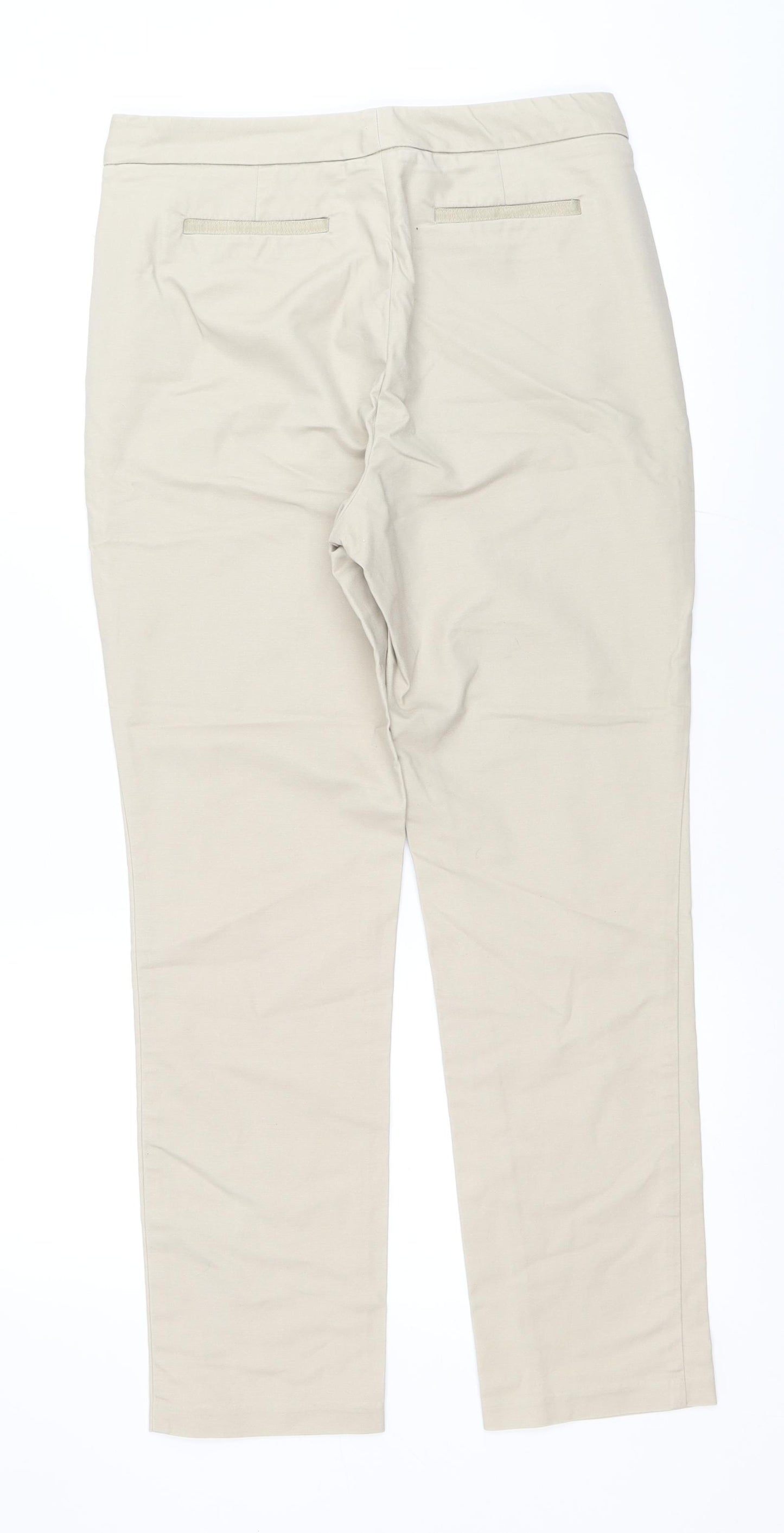 Autograph Womens Beige Cotton Trousers Size 10 L27 in Regular Zip