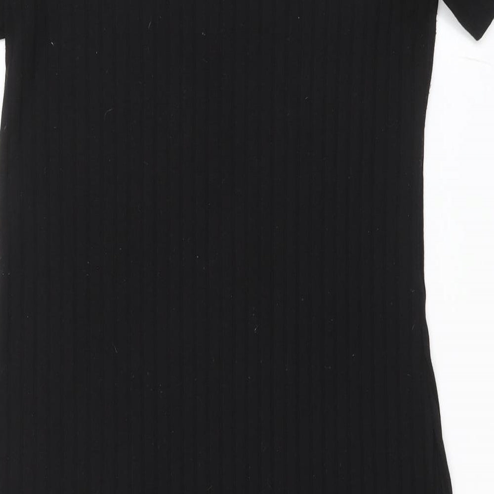 Primark Womens Black Polyester T-Shirt Dress Size 14 Round Neck Pullover