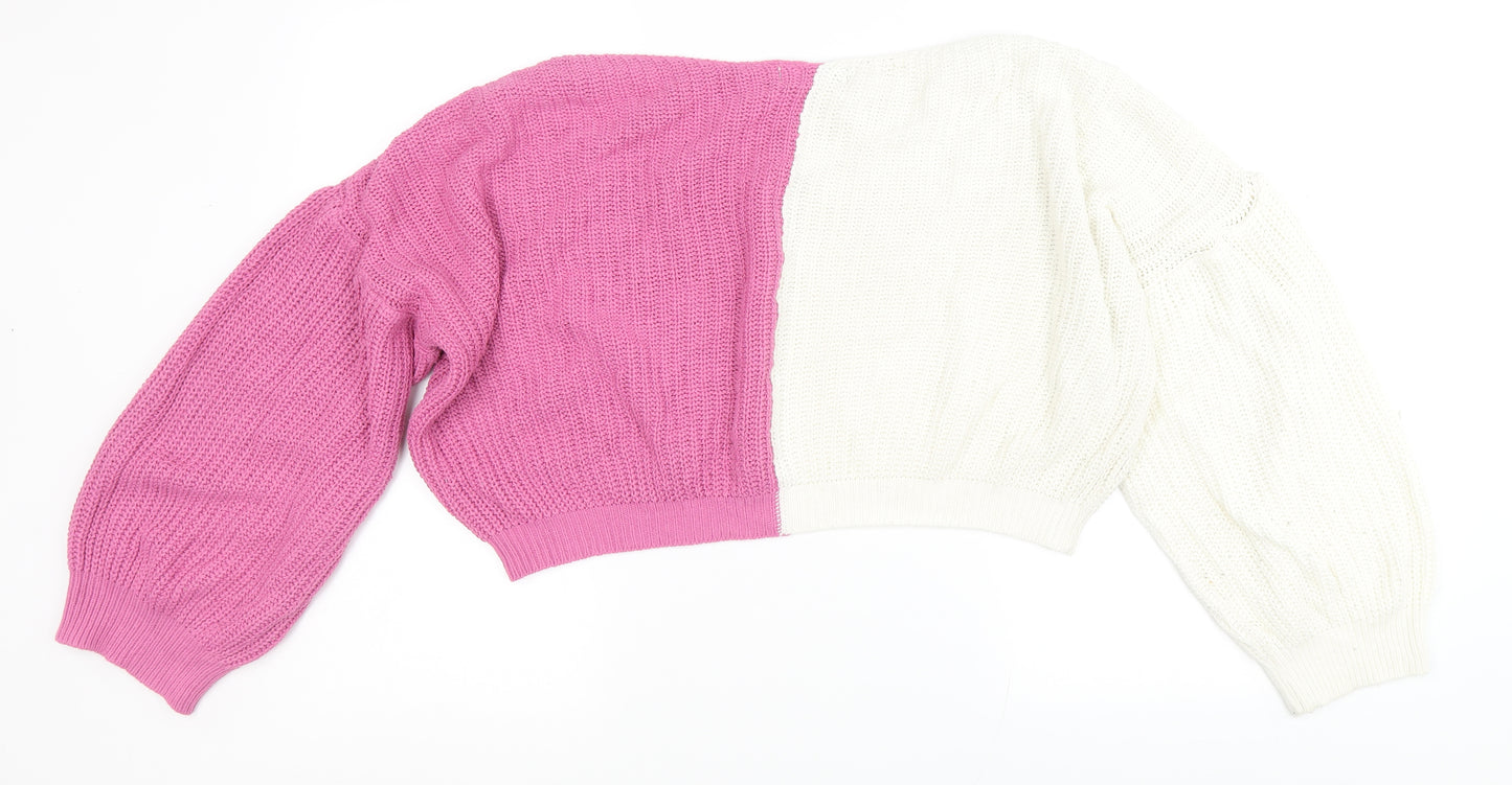 In the Style Womens Multicoloured Boat Neck Striped Acrylic Pullover Jumper Size 12