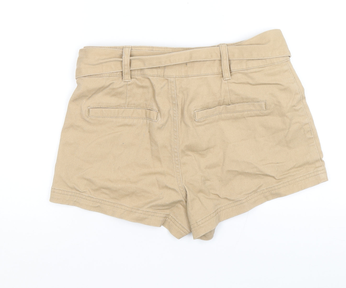 Primark Womens Brown Cotton Chino Shorts Size 10 Regular Button