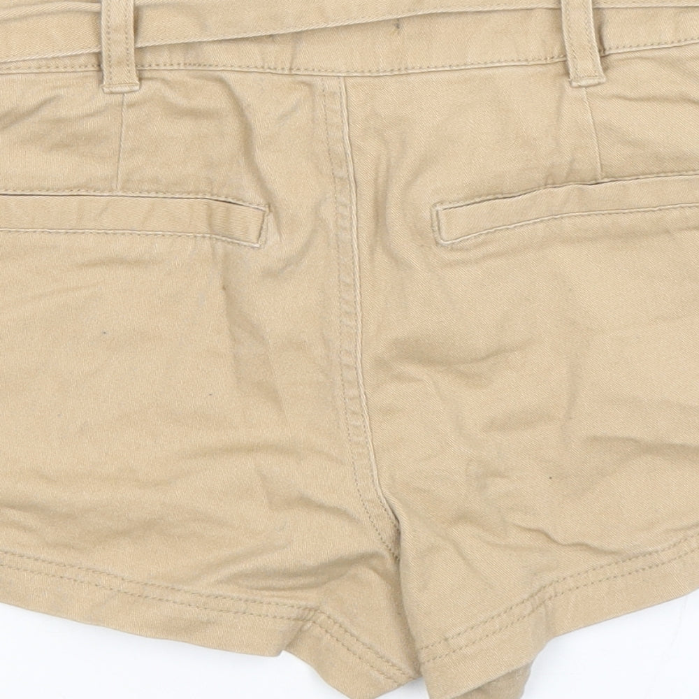 Primark Womens Brown Cotton Chino Shorts Size 10 Regular Button
