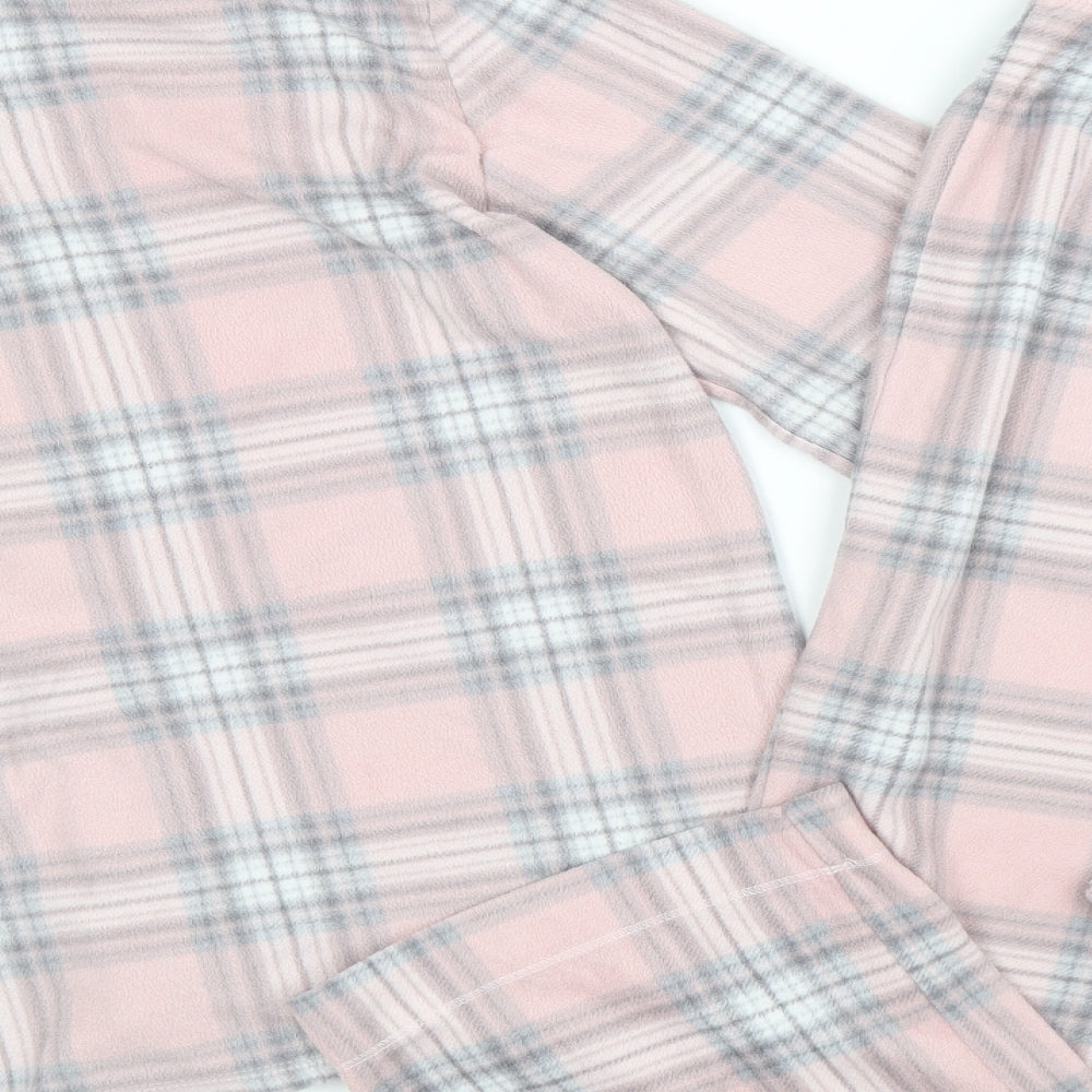Marks and Spencer Womens Pink Plaid Polyester Top Pyjama Set Size 12 Button