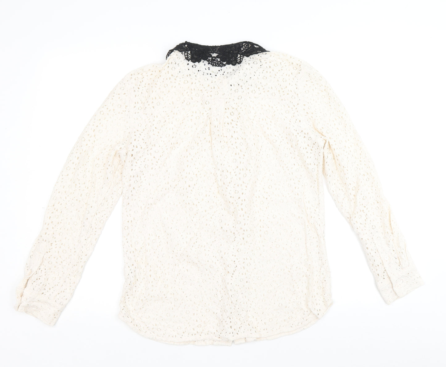 Jack Wills Womens Ivory Floral Cotton Basic Button-Up Size 12 Collared