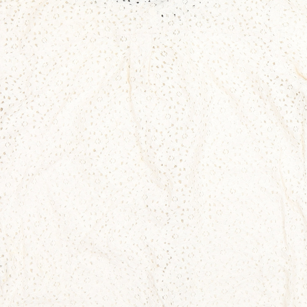 Jack Wills Womens Ivory Floral Cotton Basic Button-Up Size 12 Collared