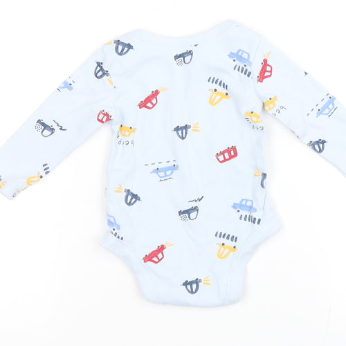 Matalan Baby Blue Geometric Cotton Babygrow One-Piece Size 36 Months Snap - Cars