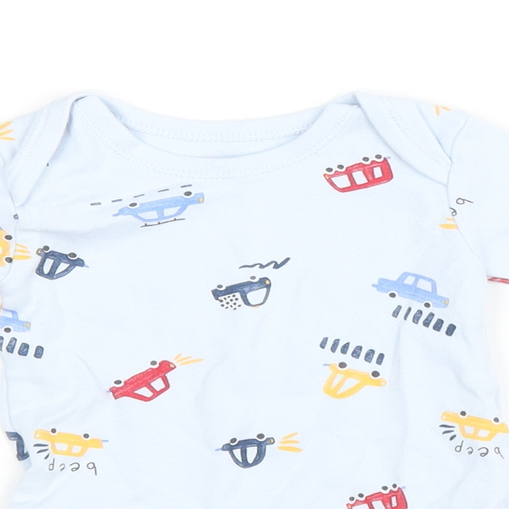 Matalan Baby Blue Geometric Cotton Babygrow One-Piece Size 36 Months Snap - Cars