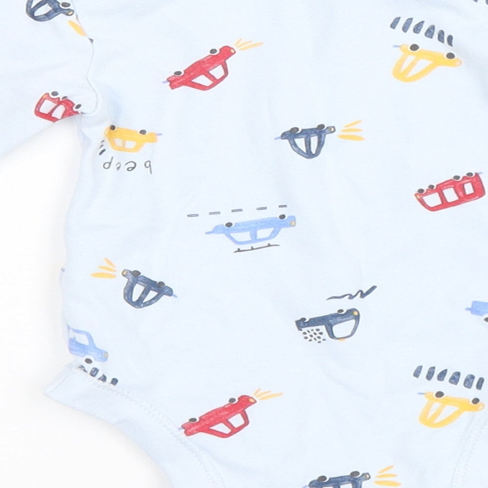 Matalan Baby Blue Geometric Cotton Babygrow One-Piece Size 36 Months Snap - Cars