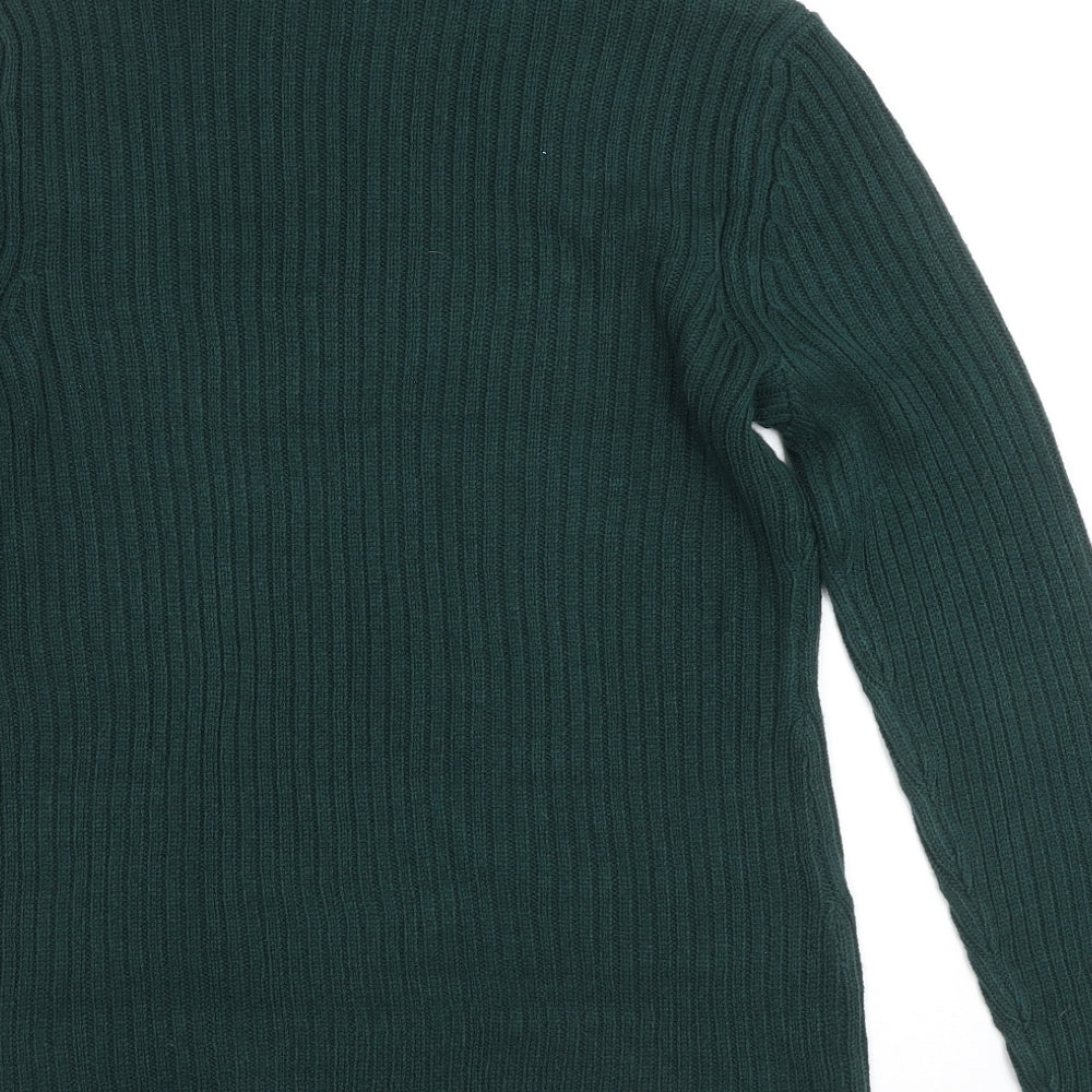 Bonprix Collection Mens Green Roll Neck Acrylic Pullover Jumper Size S