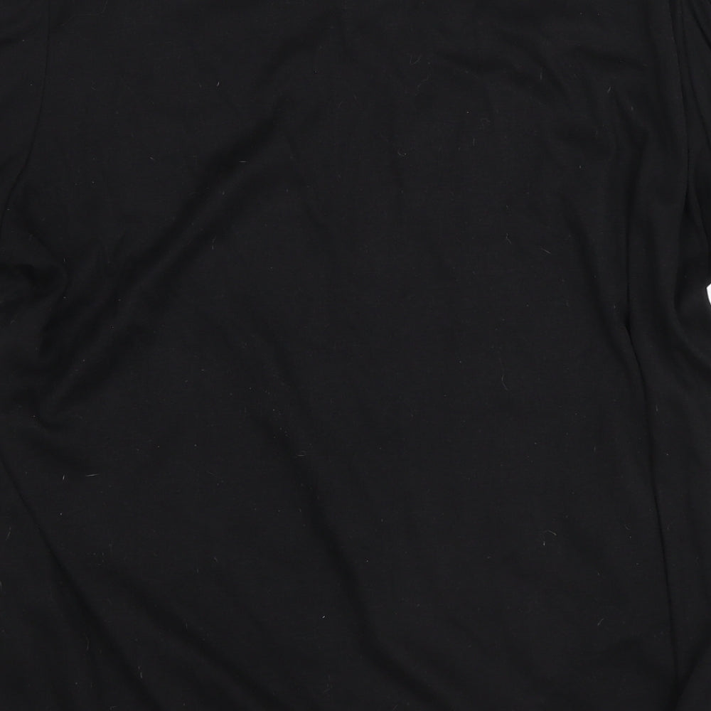 Preworn Womens Black Polyester Basic T-Shirt Size L Round Neck