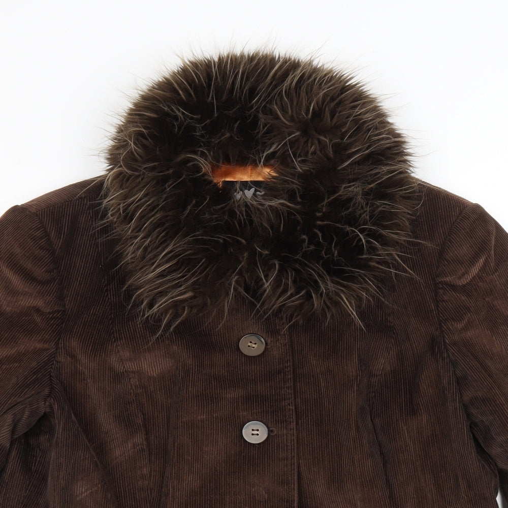 Marks and Spencer Womens Brown Jacket Coat Size 18 Button
