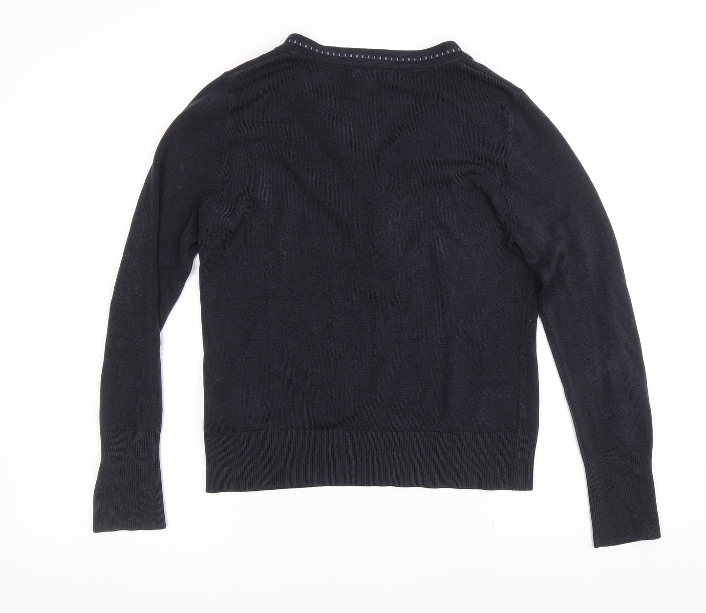 Marks and Spencer Womens Blue V-Neck Acrylic Pullover Jumper Size 12