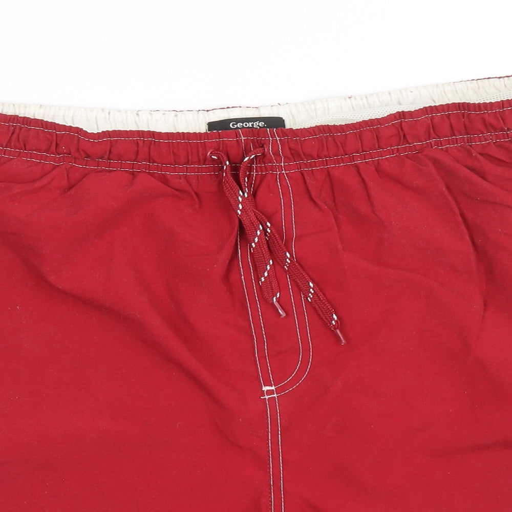 George Mens Red Polyester Sweat Shorts Size 2XL Regular Drawstring - Swim Shorts