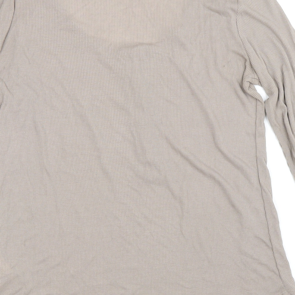 H&M Womens Brown Viscose Basic T-Shirt Size M Scoop Neck