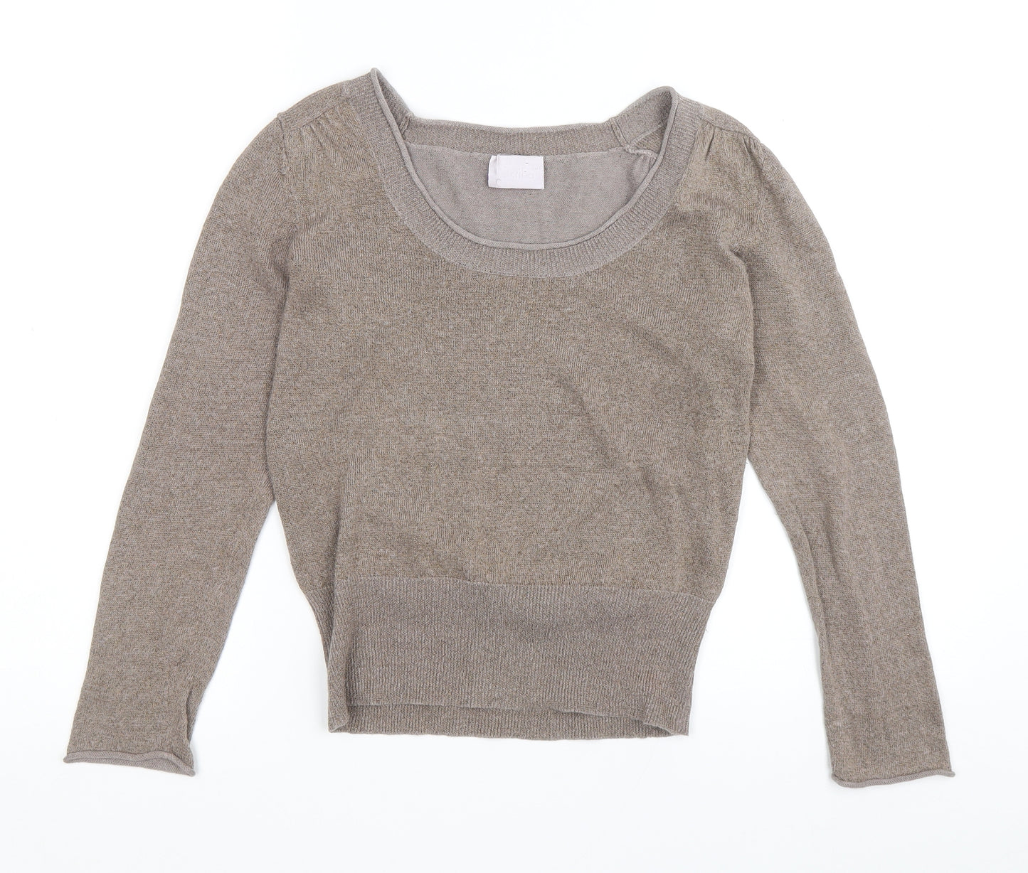 Scriba Womens Brown Scoop Neck Acrylic Pullover Jumper Size S