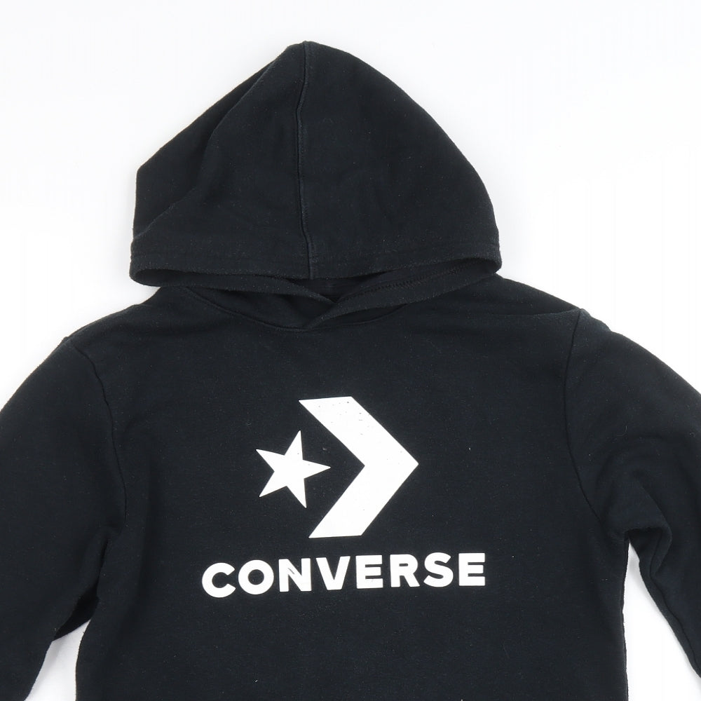 Converse Boys Black Cotton Pullover Hoodie Size 12-13 Years Pullover