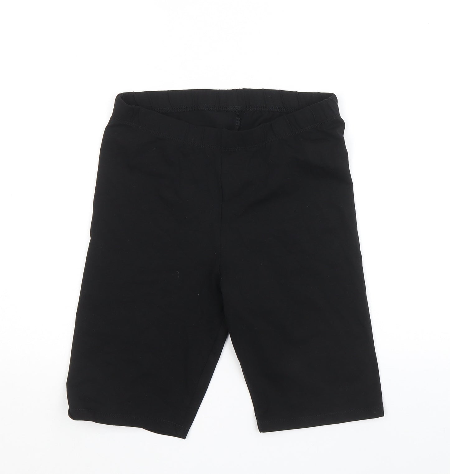 Peacocks Womens Black Cotton Biker Shorts Size 12 L9 in Regular Drawstring