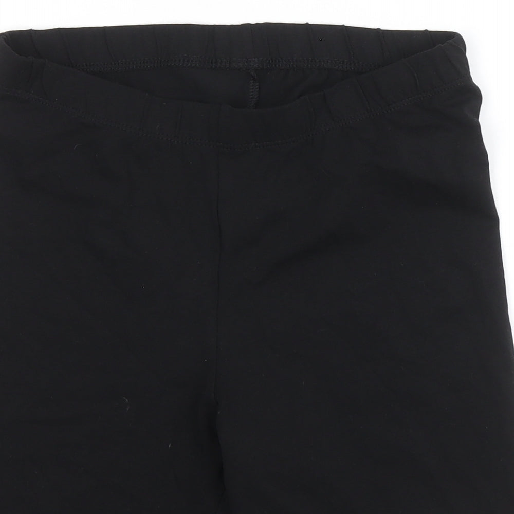 Peacocks Womens Black Cotton Biker Shorts Size 12 L9 in Regular Drawstring