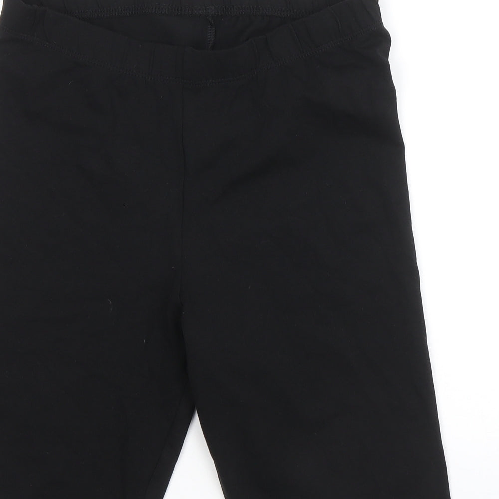 Peacocks Womens Black Cotton Biker Shorts Size 12 L9 in Regular Drawstring