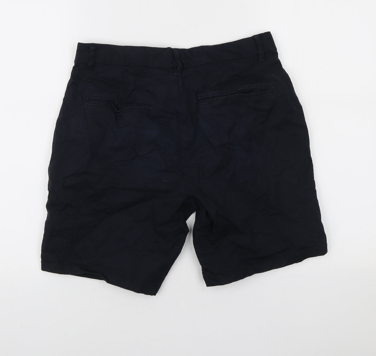 River Island Mens Blue Cotton Chino Shorts Size 28 in L7 in Regular Zip