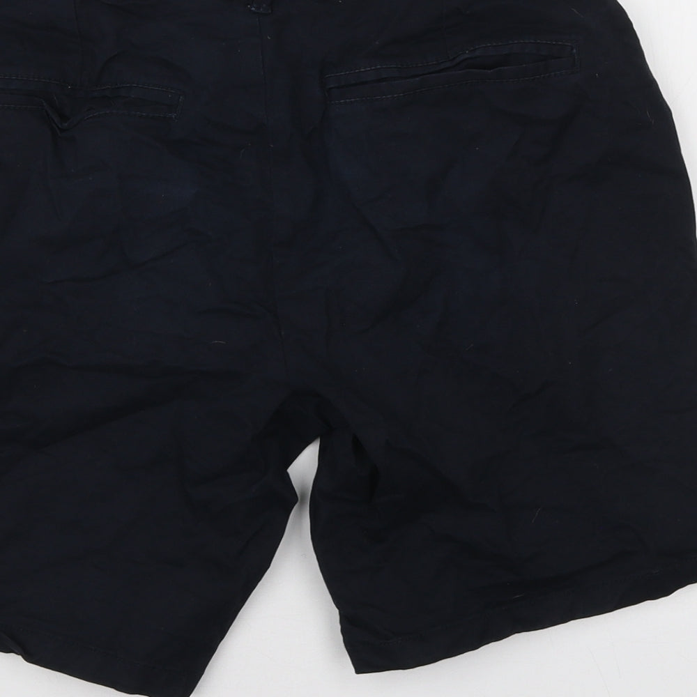 River Island Mens Blue Cotton Chino Shorts Size 28 in L7 in Regular Zip