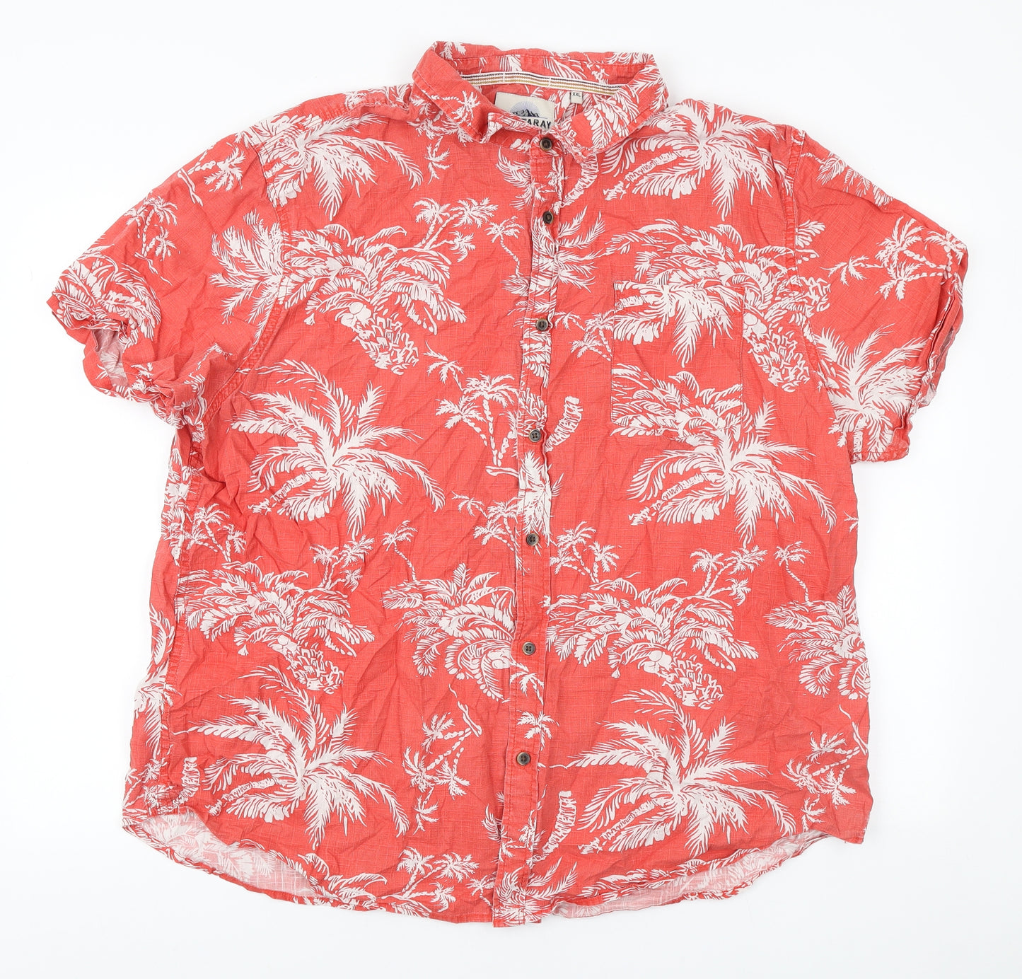 MANTARAY PRODUCTS Mens Orange Cotton Button-Up Size 2XL Collared Button - Hawaiian shirt