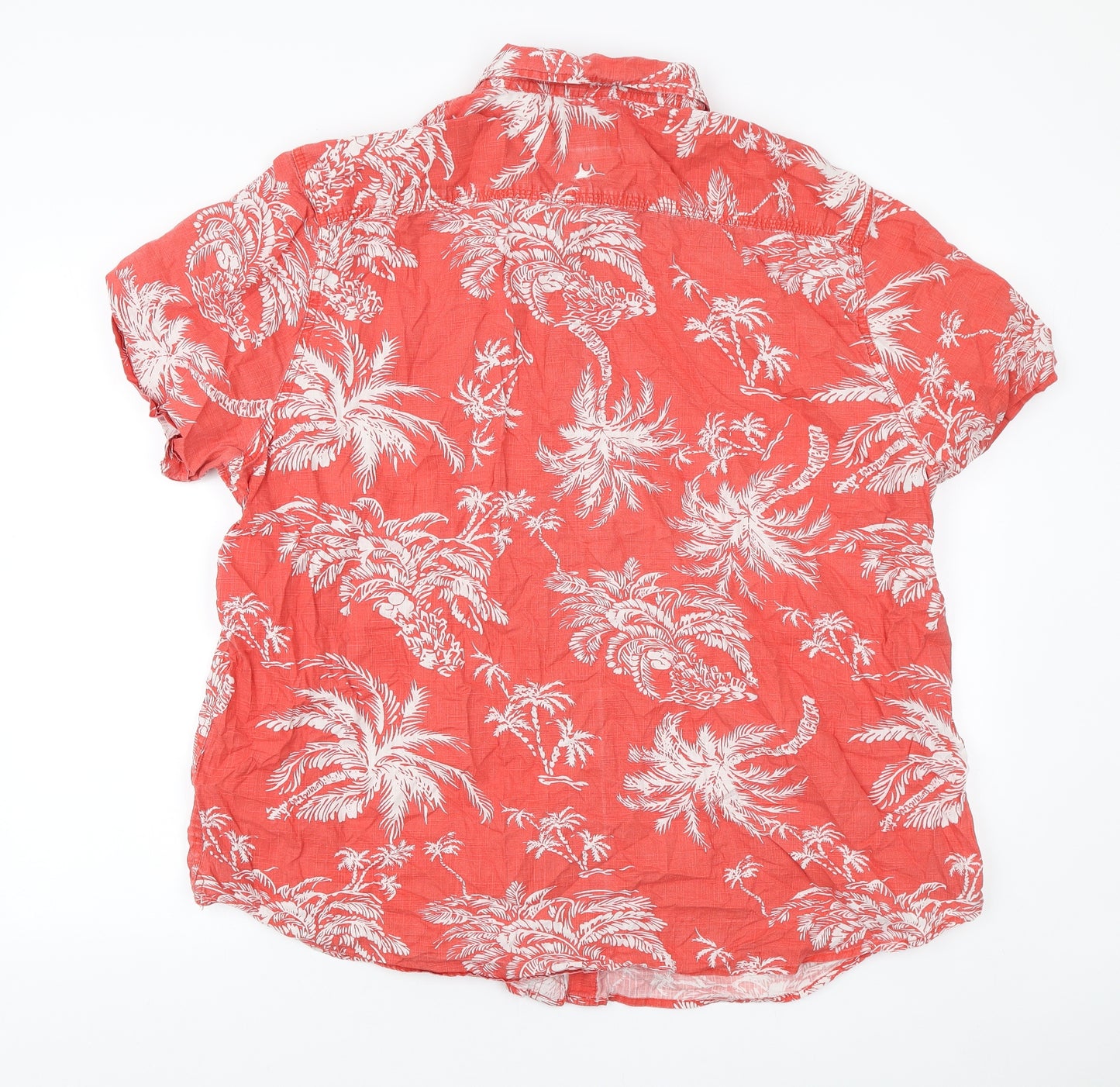 MANTARAY PRODUCTS Mens Orange Cotton Button-Up Size 2XL Collared Button - Hawaiian shirt