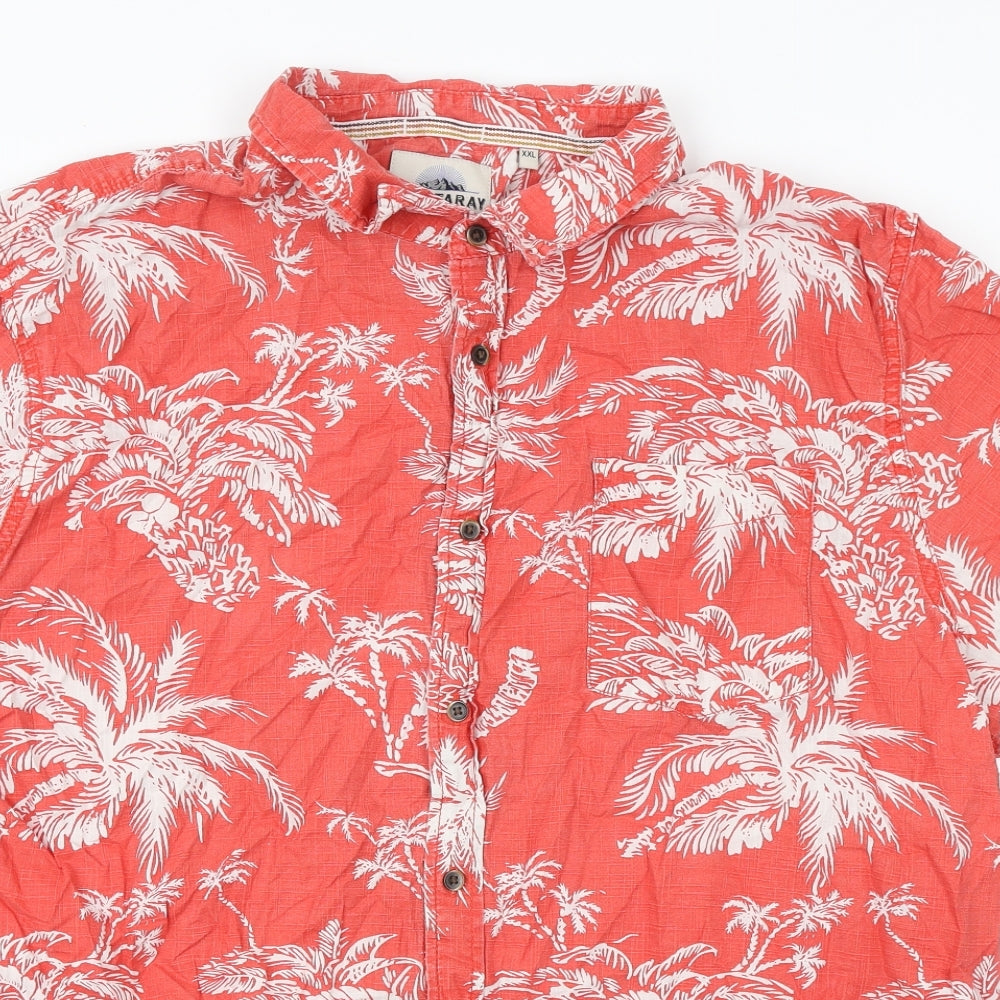 MANTARAY PRODUCTS Mens Orange Cotton Button-Up Size 2XL Collared Button - Hawaiian shirt