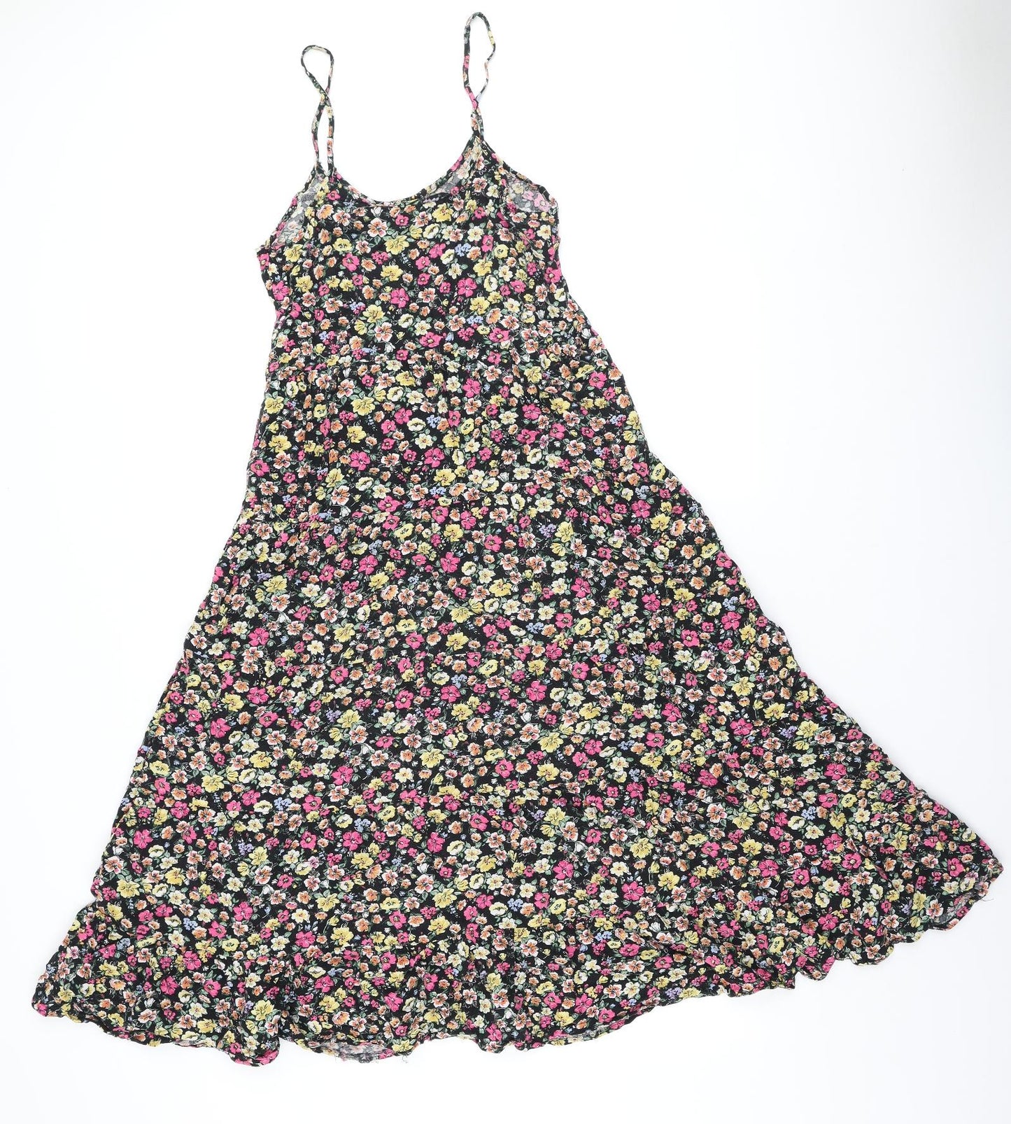 New Look Womens Multicoloured Floral Viscose A-Line Size 8 Round Neck