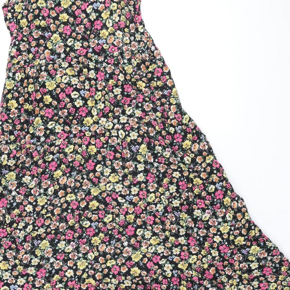 New Look Womens Multicoloured Floral Viscose A-Line Size 8 Round Neck