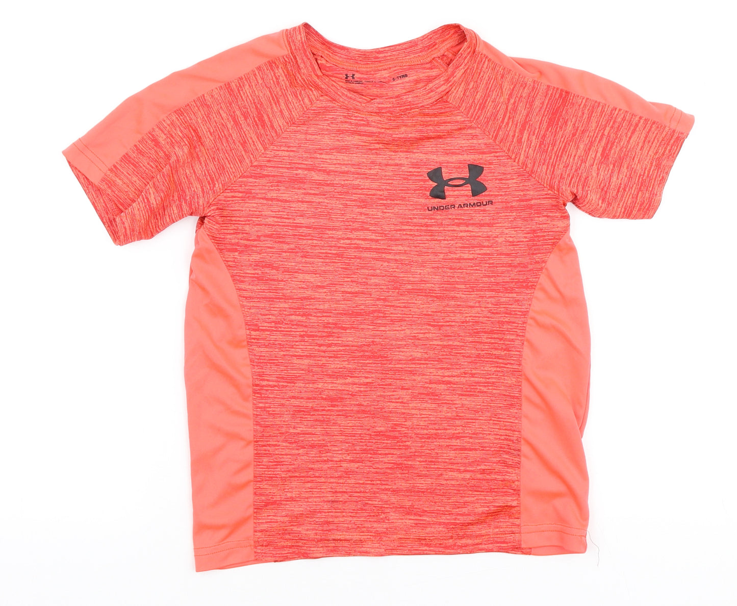 Under armour Boys Orange Polyester Pullover T-Shirt Size 5-6 Years Round Neck