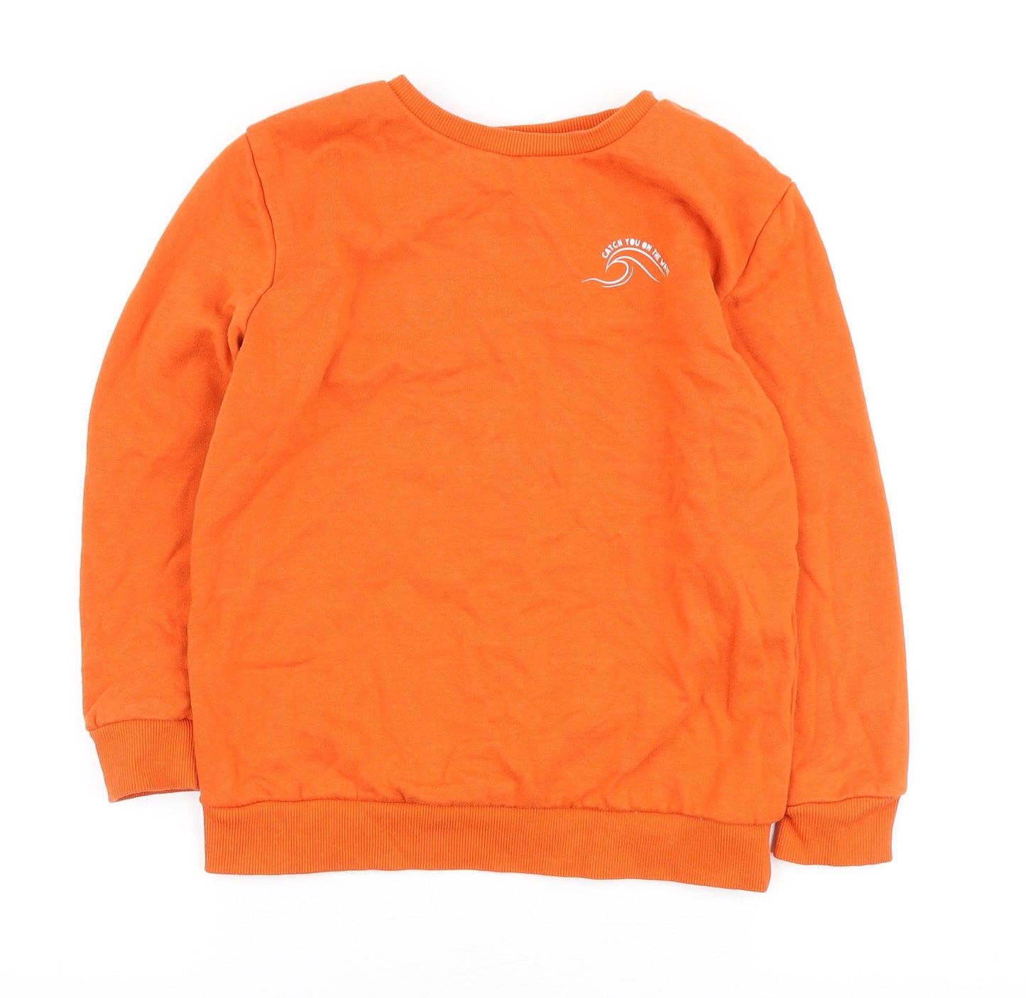 Dunnes Stores Boys Orange Cotton Pullover Sweatshirt Size 9-10 Years - Catch you on the wave