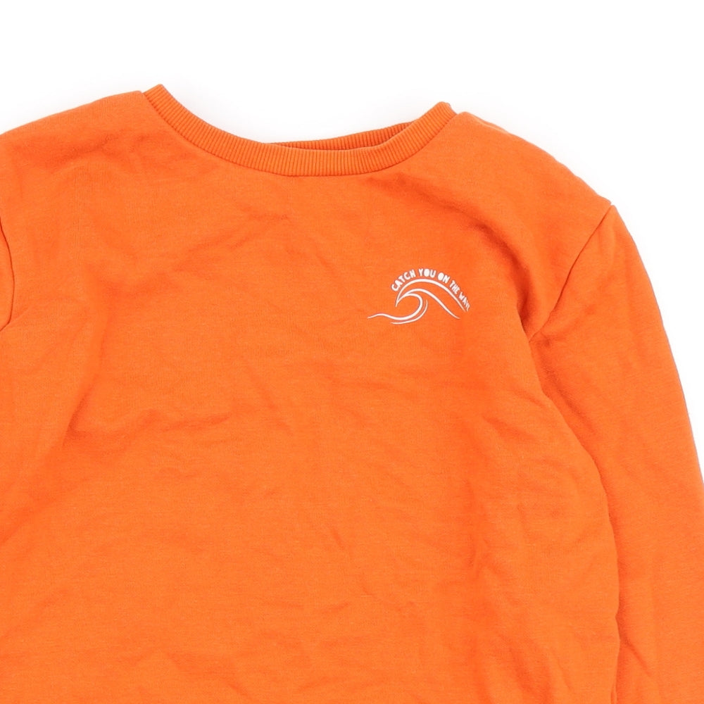 Dunnes Stores Boys Orange Cotton Pullover Sweatshirt Size 9-10 Years - Catch you on the wave
