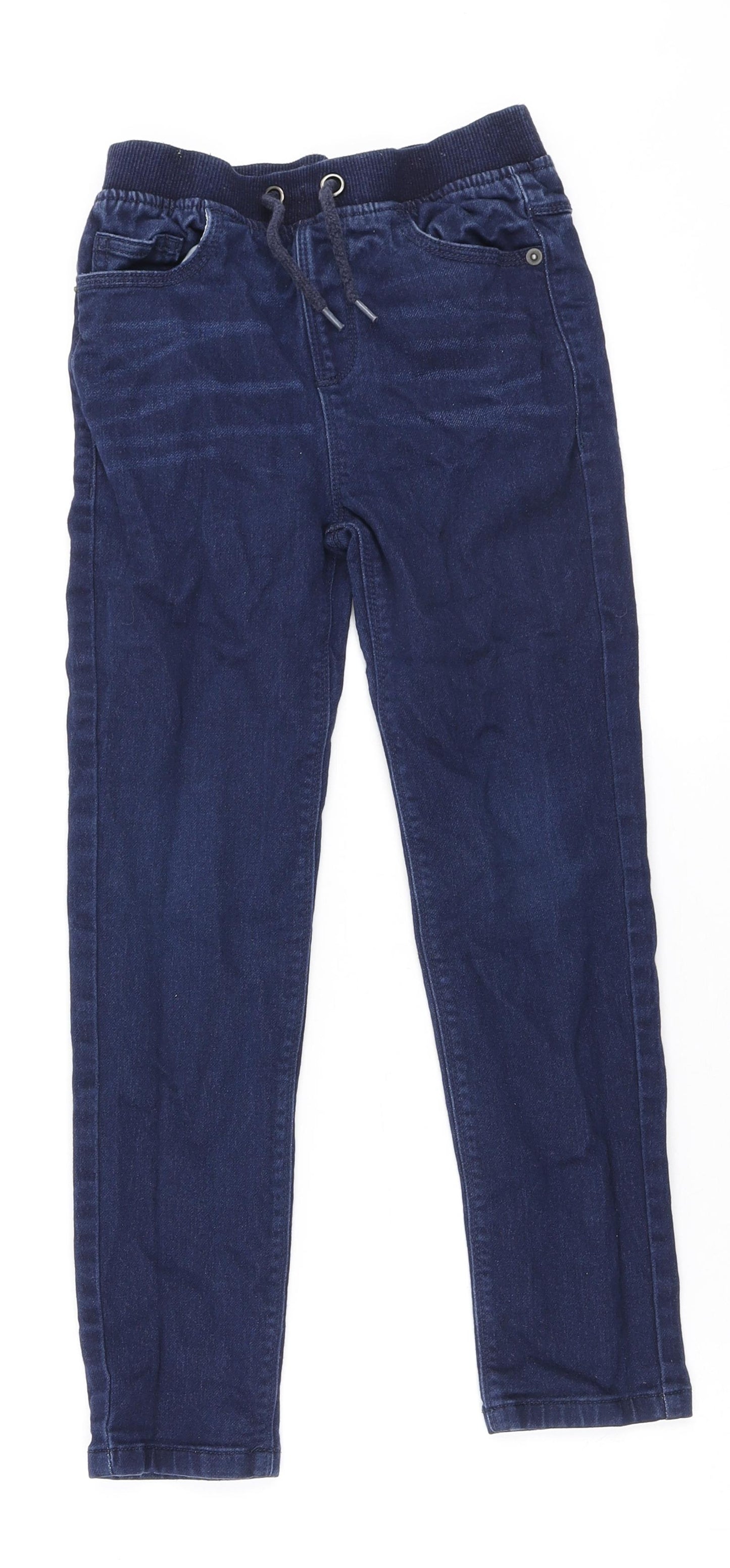 Dunnes Stores Boys Blue Polyester Straight Jeans Size 8-9 Years Regular Drawstring