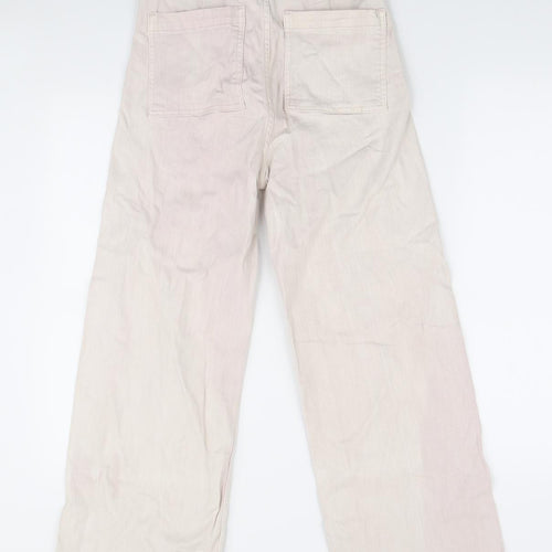 Primark Womens Pink Cotton Wide-Leg Jeans Size 10 L25 in Regular Zip - Cropped