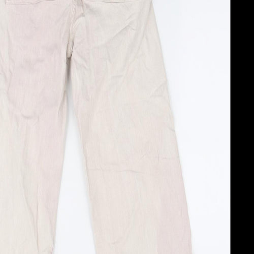 Primark Womens Pink Cotton Wide-Leg Jeans Size 10 L25 in Regular Zip - Cropped