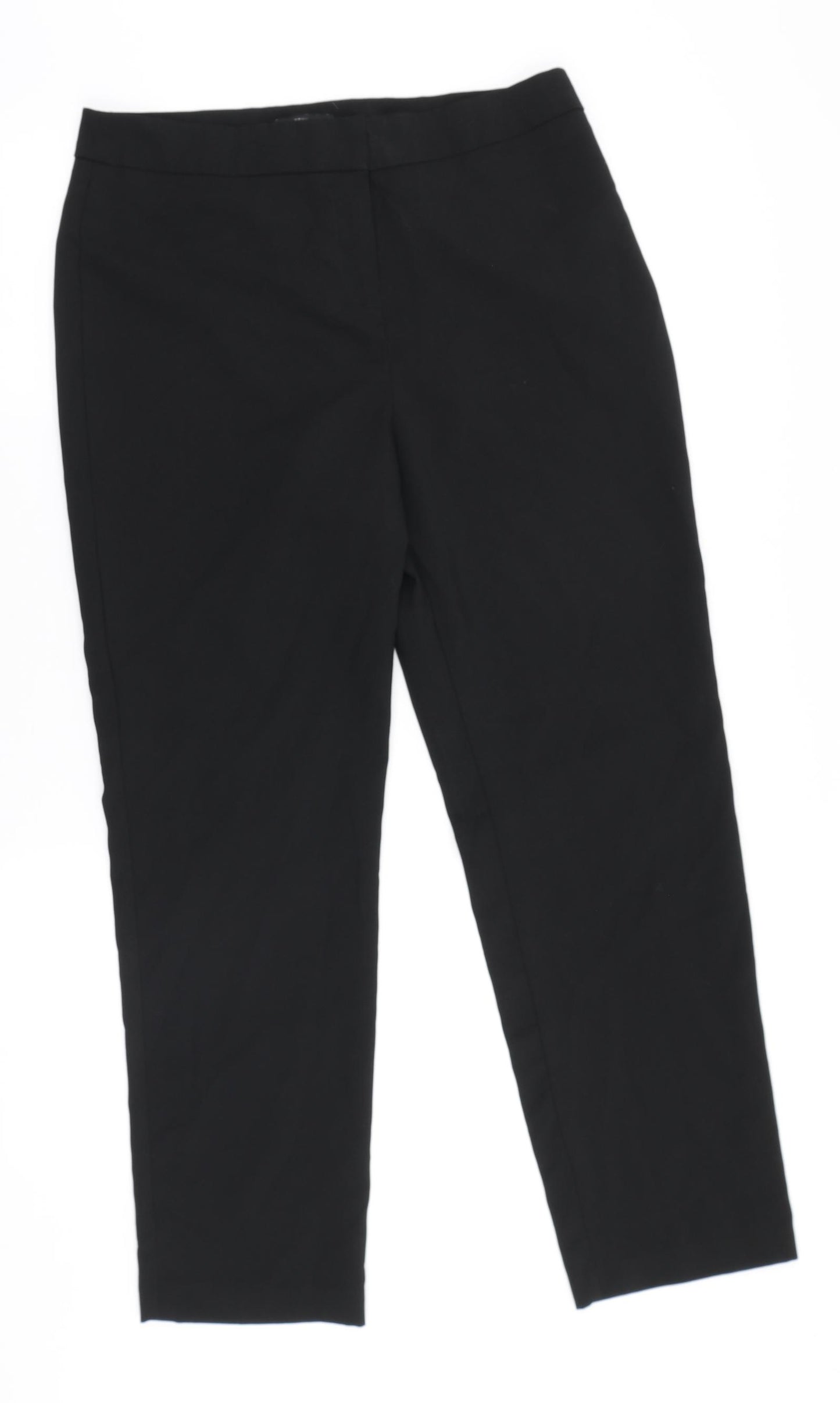 Matalan Womens Black Polyester Trousers Size 12 L26 in Regular Zip
