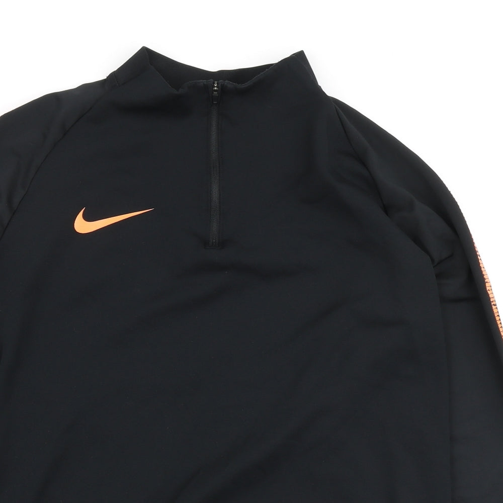 Nike Mens Black Polyester Pullover Casual Size M High Neck Zip