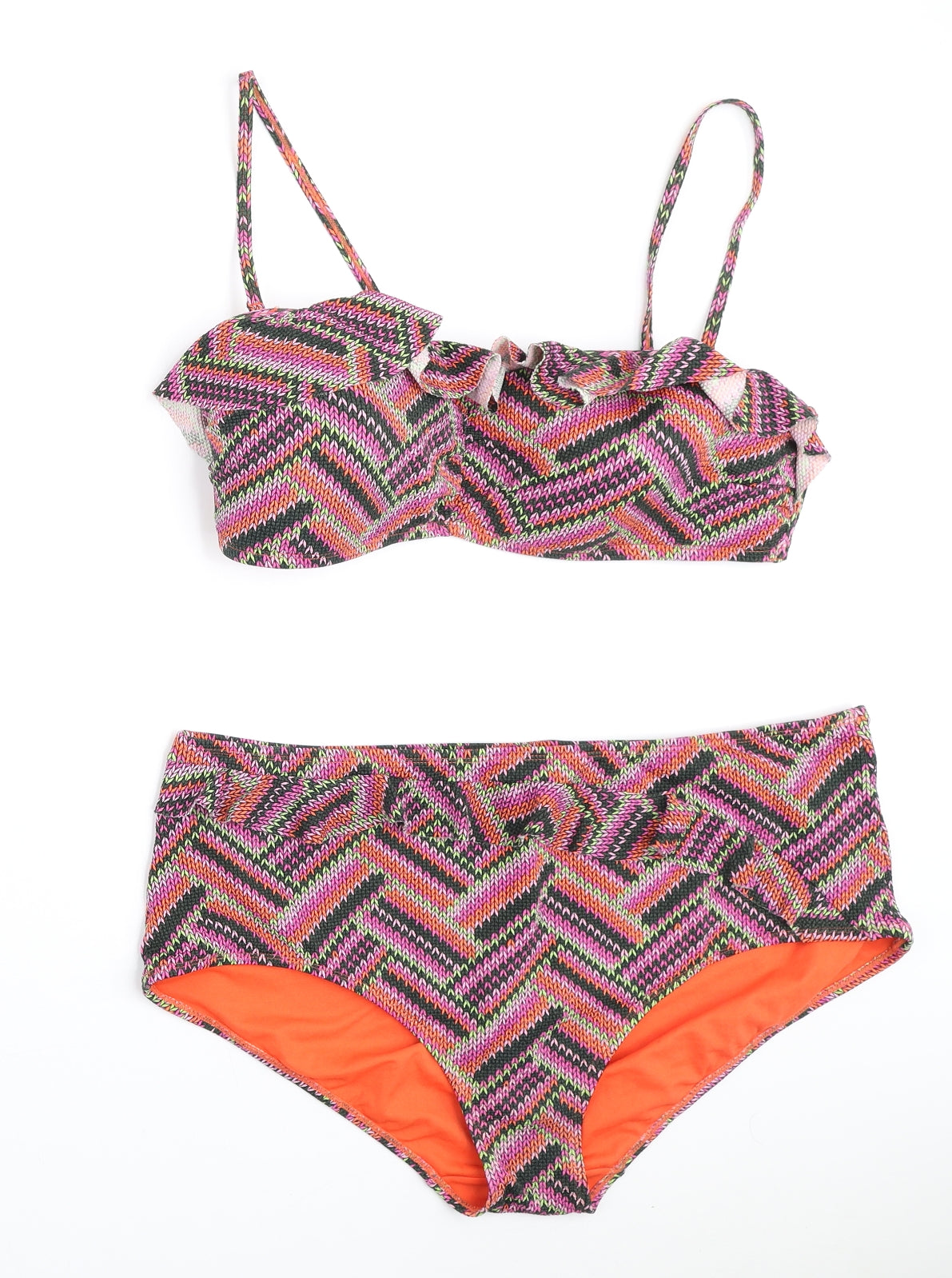 TU Womens Multicoloured Geometric Polyester Bikini Size 18 - Top size- 18, Bottoms size- 22