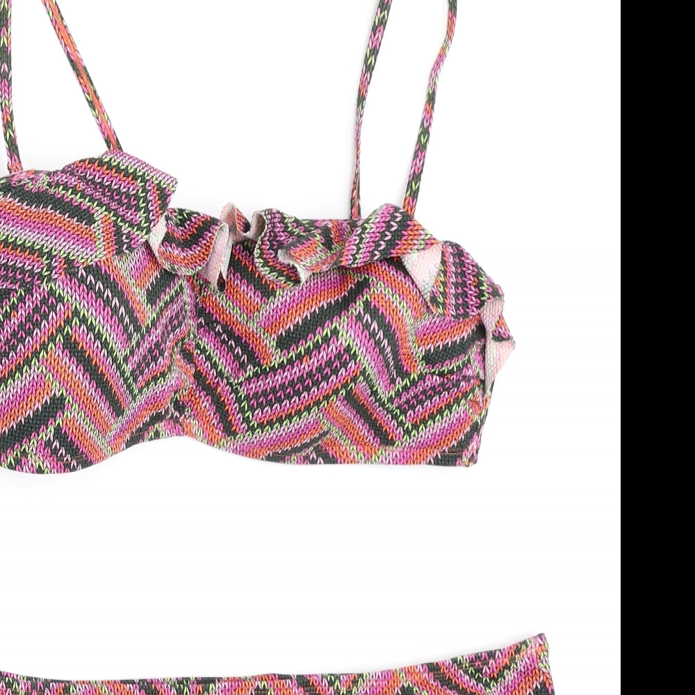 TU Womens Multicoloured Geometric Polyester Bikini Size 18 - Top size- 18, Bottoms size- 22