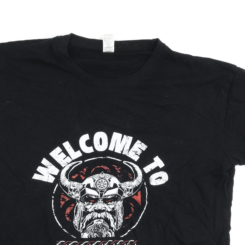 Sols Regent Mens Black Cotton T-Shirt Size M Round Neck
