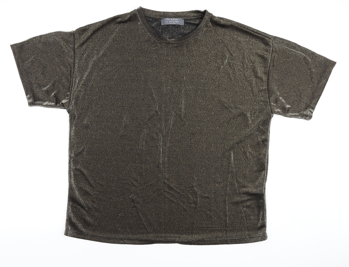 Primark Womens Black Polyamide Basic Blouse Size L Round Neck