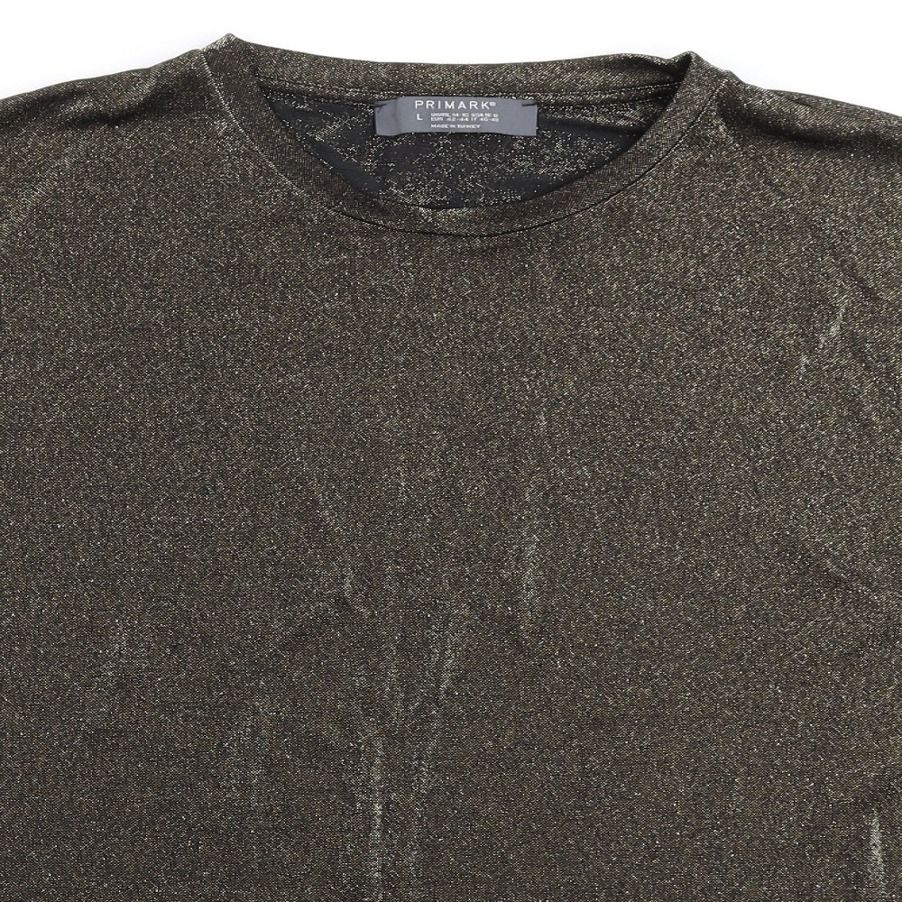 Primark Womens Black Polyamide Basic Blouse Size L Round Neck