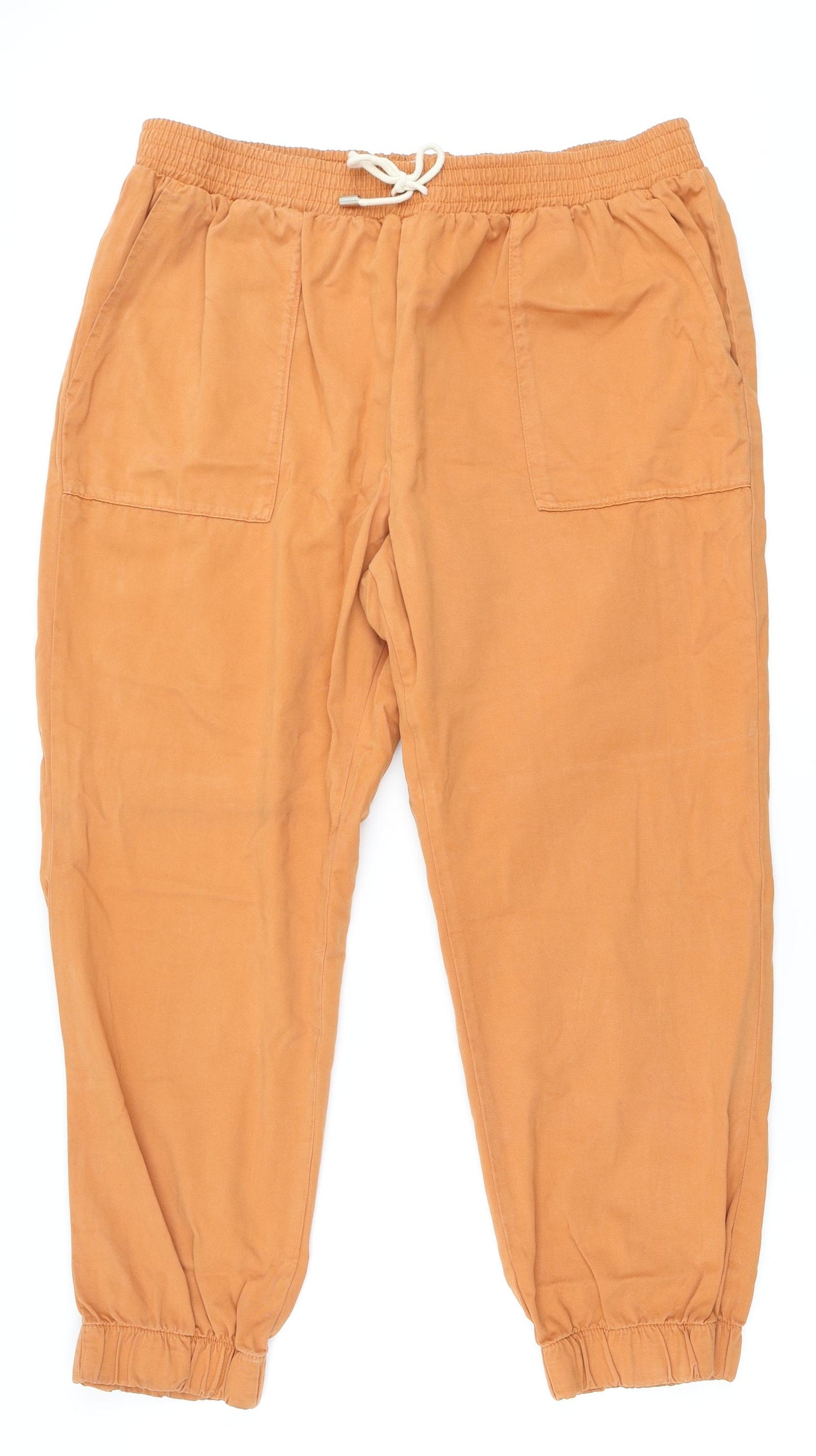 TU Womens Orange Cotton Jogger Trousers Size 18 L26 in Regular Tie