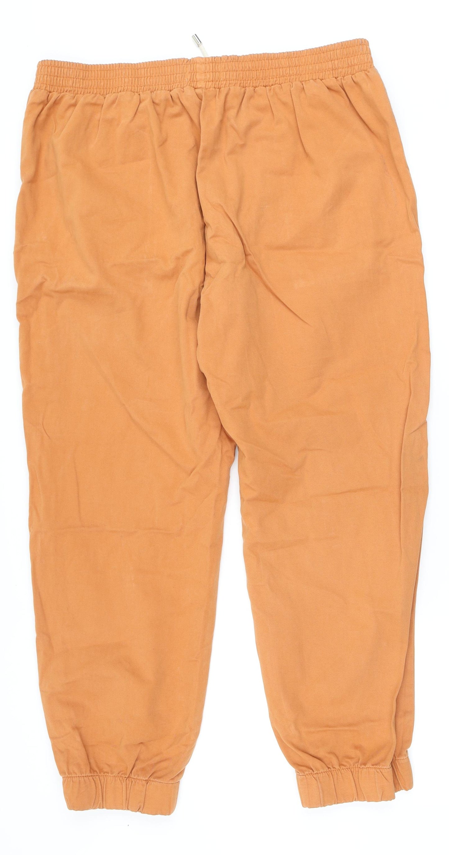 TU Womens Orange Cotton Jogger Trousers Size 18 L26 in Regular Tie