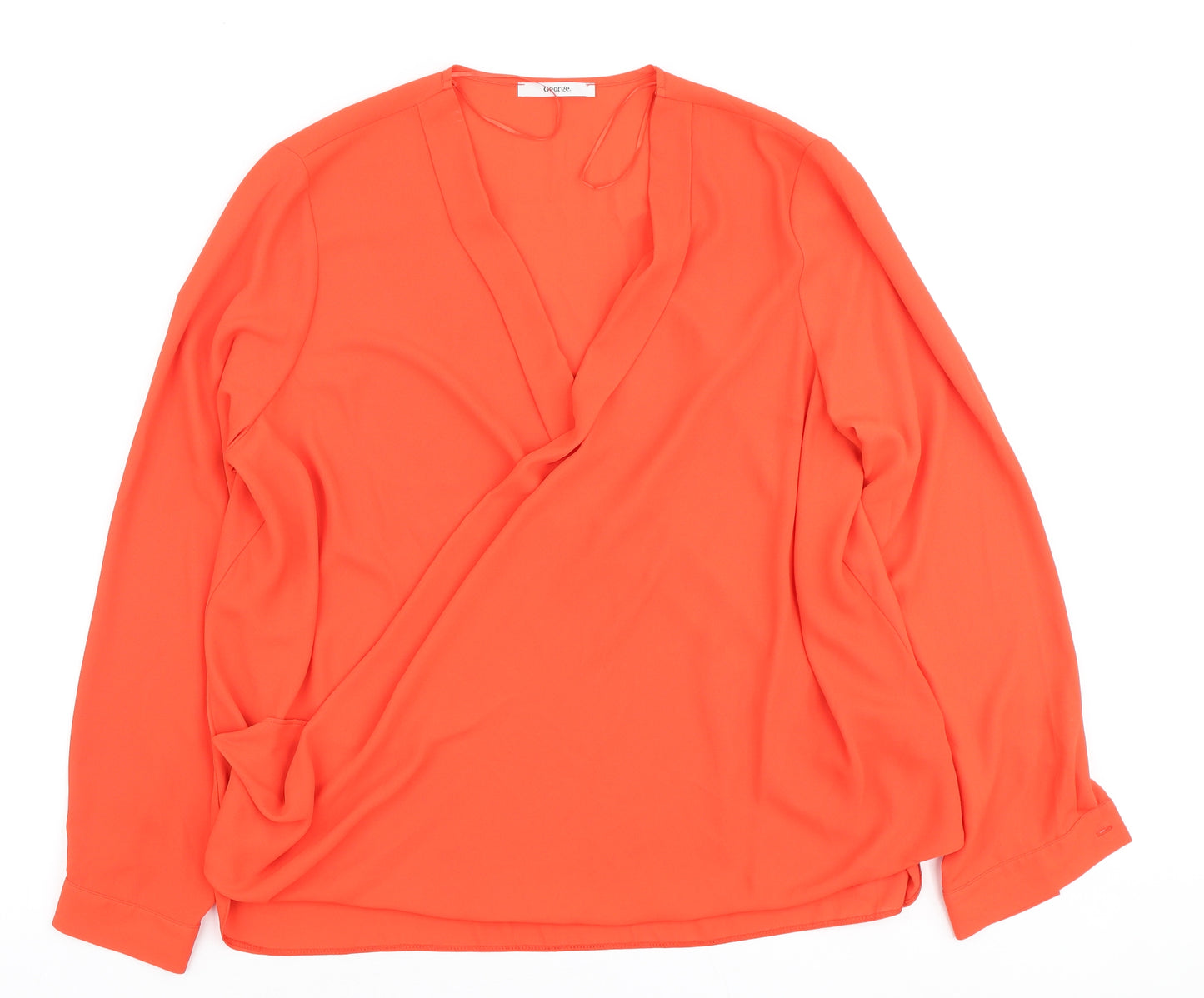 George Womens Orange Polyester Wrap Blouse Size 18 V-Neck