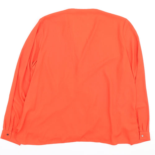 George Womens Orange Polyester Wrap Blouse Size 18 V-Neck