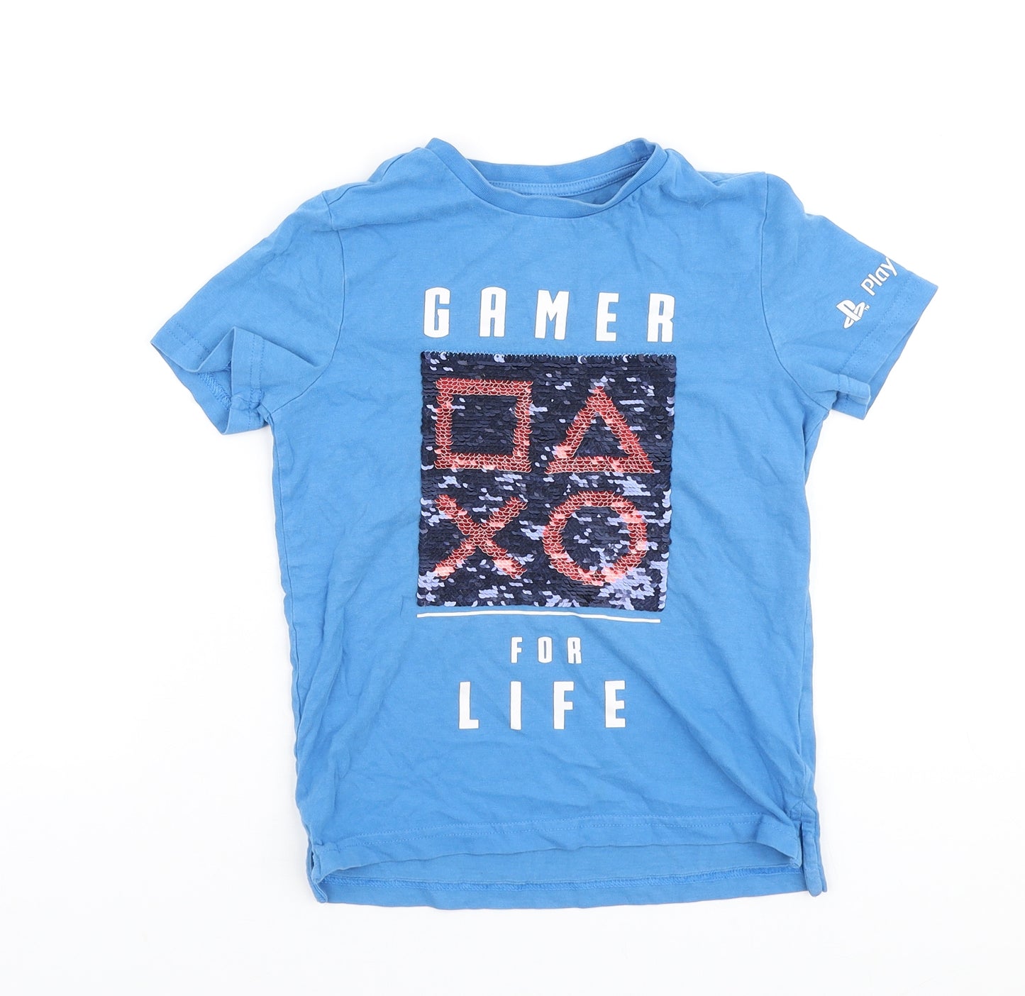 F&F Boys Blue Cotton Basic Polo Size 5-6 Years Round Neck - Gamer for Life