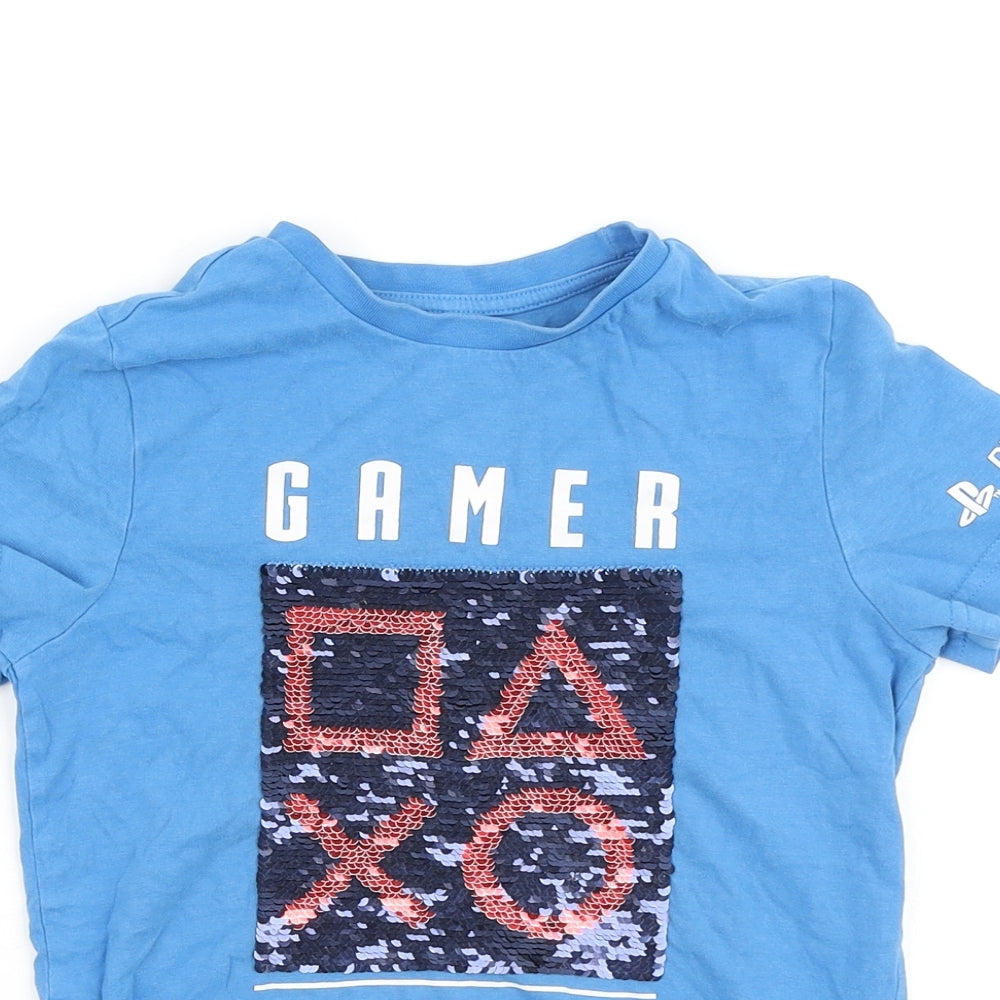 F&F Boys Blue Cotton Basic Polo Size 5-6 Years Round Neck - Gamer for Life