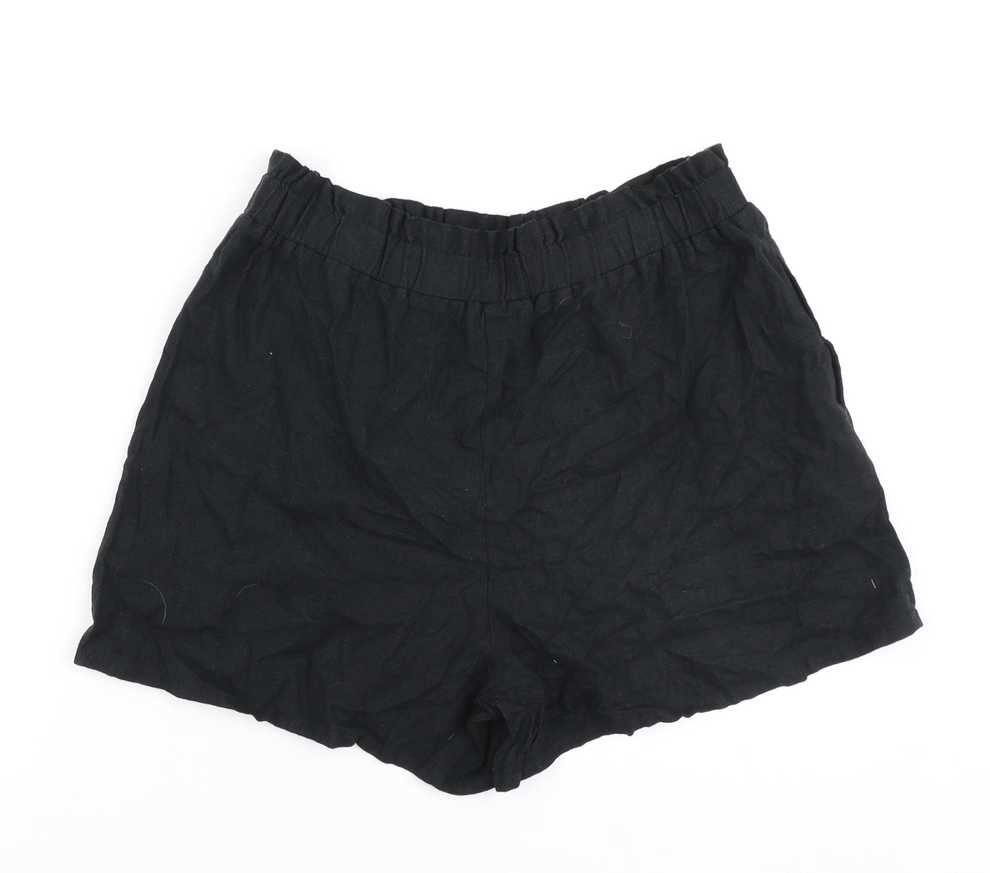 George Womens Black Linen Paperbag Shorts Size 12 L3 in Regular - Stretch waistband